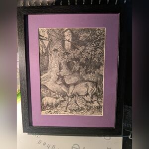 Vintage Deer Art Black And White Print 127 Years Old. Recycled Book Print